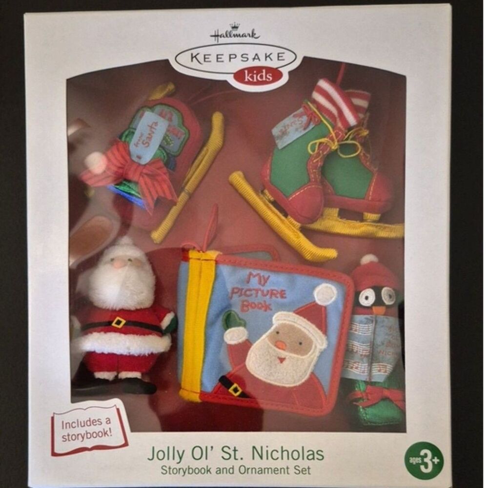 Hallmark Keepsake Kids Jolly Ol St Nicholas Storybook Ornament Set 2004 NIB NOS